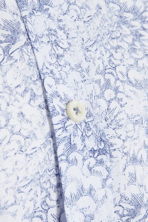 Mavi Slim Fit Baskılı 100% Pamuk Düğmeli Yaka Uzun Kollu Casual Gömlek - Thumbnail