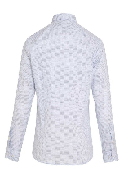 Mavi Slim Fit Baskılı Düğmeli Yaka Uzun Kollu Casual Keten Gömlek - 2