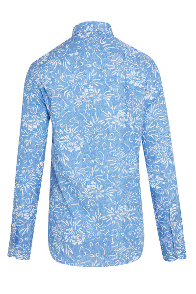 Mavi Slim Fit Baskılı 100% Pamuk Düğmeli Yaka Uzun Kollu Casual Gömlek - 2