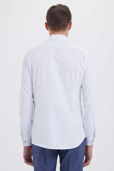 Mavi Baskılı Slim Fit Gömlek - 3