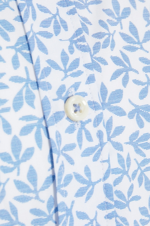 Mavi Slim Fit Baskılı 100% Pamuk Düğmeli Yaka Uzun Kollu Casual Gömlek - Thumbnail (2)