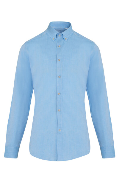 Mavi Slim Fit Uzun Kol Gömlek - 1