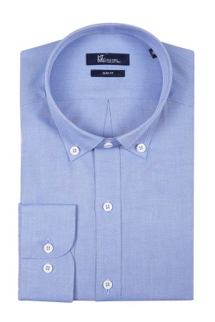 Mavi Slim Fit Düz 100% Pamuk Düğmeli Yaka Uzun Kollu Casual Oxford Gömlek - Thumbnail