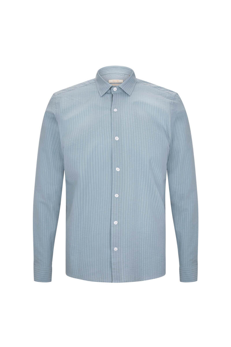 Mavi Comfort Fit 100% Pamuk Slim Yaka Uzun Kollu Spor Gömlek - Saykı