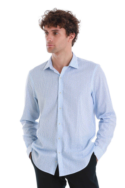 Mavi Comfort Fit Baskılı Slim Yaka Uzun Kollu Spor Gömlek - 4