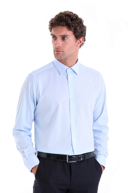 Mavi Comfort Fit Desenli 100% Pamuk Slim Yaka Uzun Kollu Casual Gömlek - Thumbnail (1)