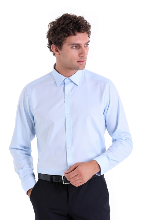 Mavi Comfort Fit Desenli 100% Pamuk Slim Yaka Uzun Kollu Casual Gömlek - Thumbnail (2)
