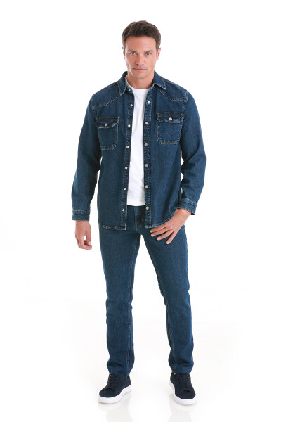 Mavi Comfort Fit 100% Pamuk Slim Yaka Uzun Kollu Kot Gömlek - 2