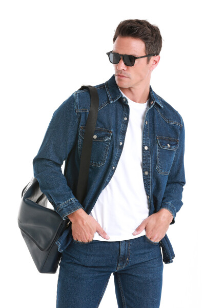 Mavi Comfort Fit 100% Pamuk Slim Yaka Uzun Kollu Kot Gömlek - 5