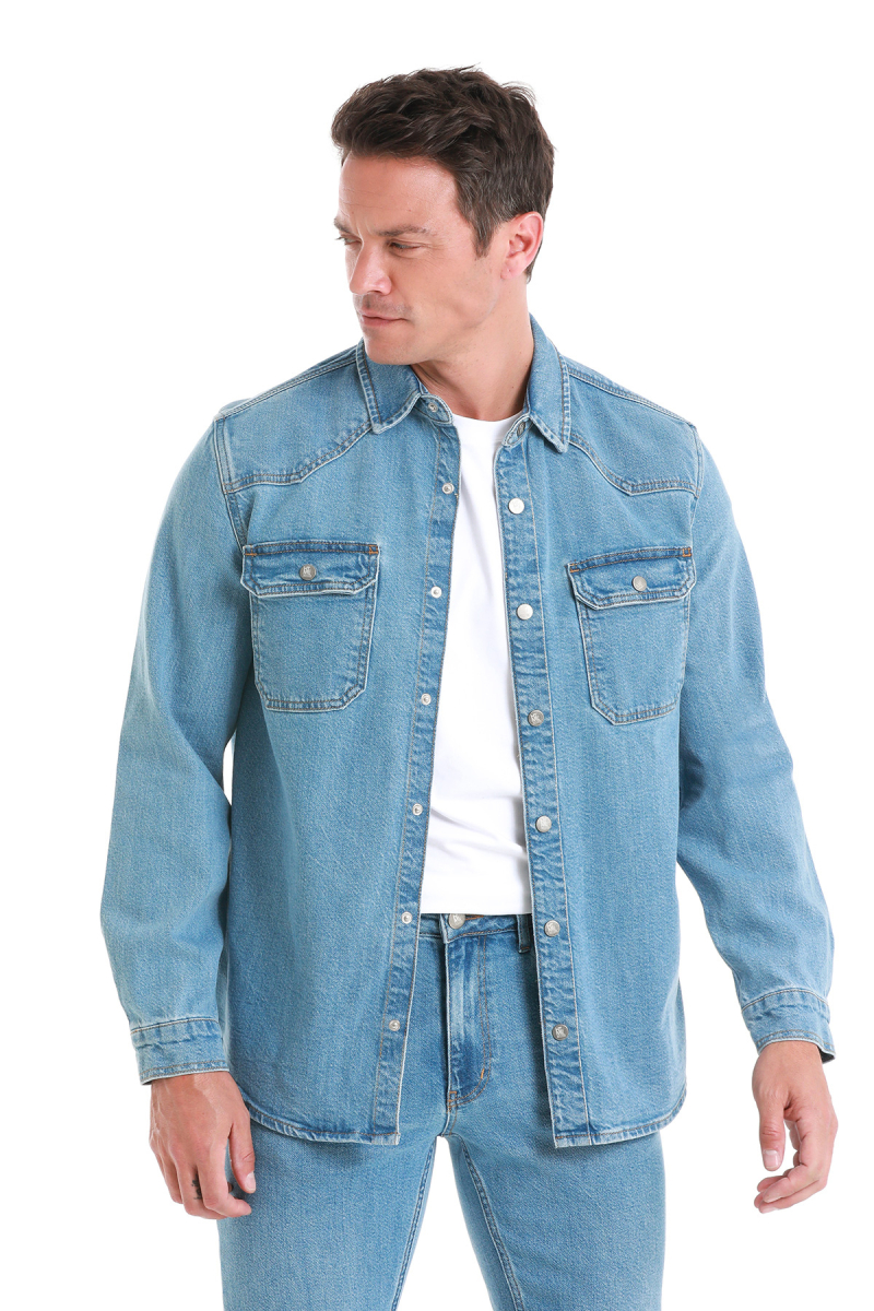 Mavi Comfort Fit 100% Pamuk Slim Yaka Uzun Kollu Kot Gömlek - HTML (1)