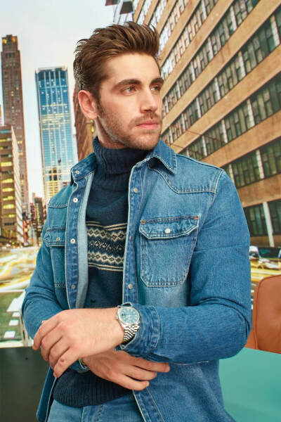 Mavi Comfort Fit 100% Pamuk Slim Yaka Uzun Kollu Kot Gömlek 