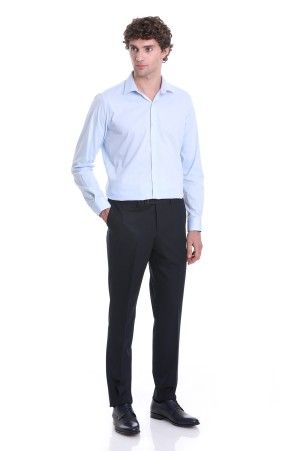 Mavi Comfort Fit Düz Slim Yaka 100% Pamuklu Uzun Kollu Klasik Gömlek - Thumbnail