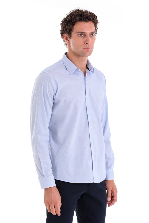 Mavi Comfort Fit Kareli 100% Pamuk Slim Yaka Uzun Kollu Casual Gömlek - Thumbnail (2)
