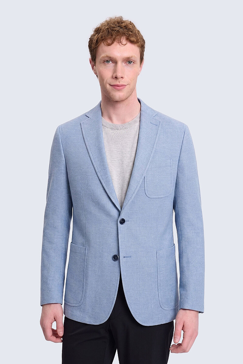 Mavi Comfort Fit Mono Yaka Klasik Keten Ceket