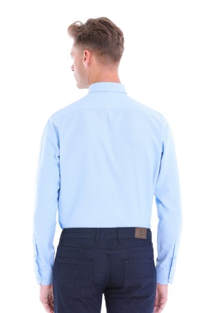 Mavi Comfort Fit Desenli Pamuklu Düğmeli Yaka Uzun Kollu Casual Gömlek - Thumbnail