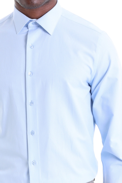 Mavi Comfort Fit Desenli Pamuklu Slim Yaka Uzun Kollu Klasik Gömlek - Thumbnail (3)