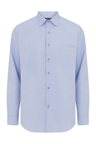 Mavi Armürlü Klasik Gömlek - 1