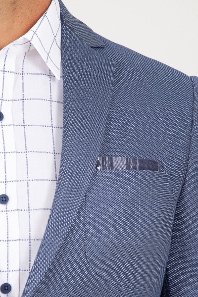 Mavi Slim Fit Desenli Ceket - 13