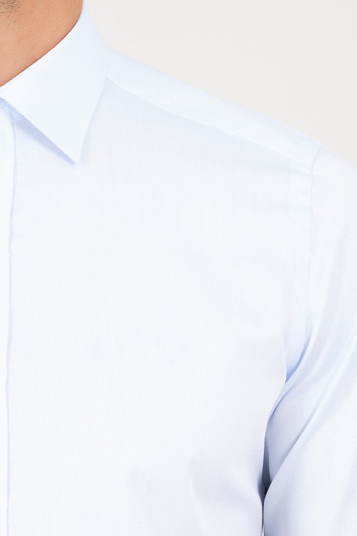 Mavi Slim Fit Desenli 100% Pamuk Uzun Kol Manşetli Gömlek