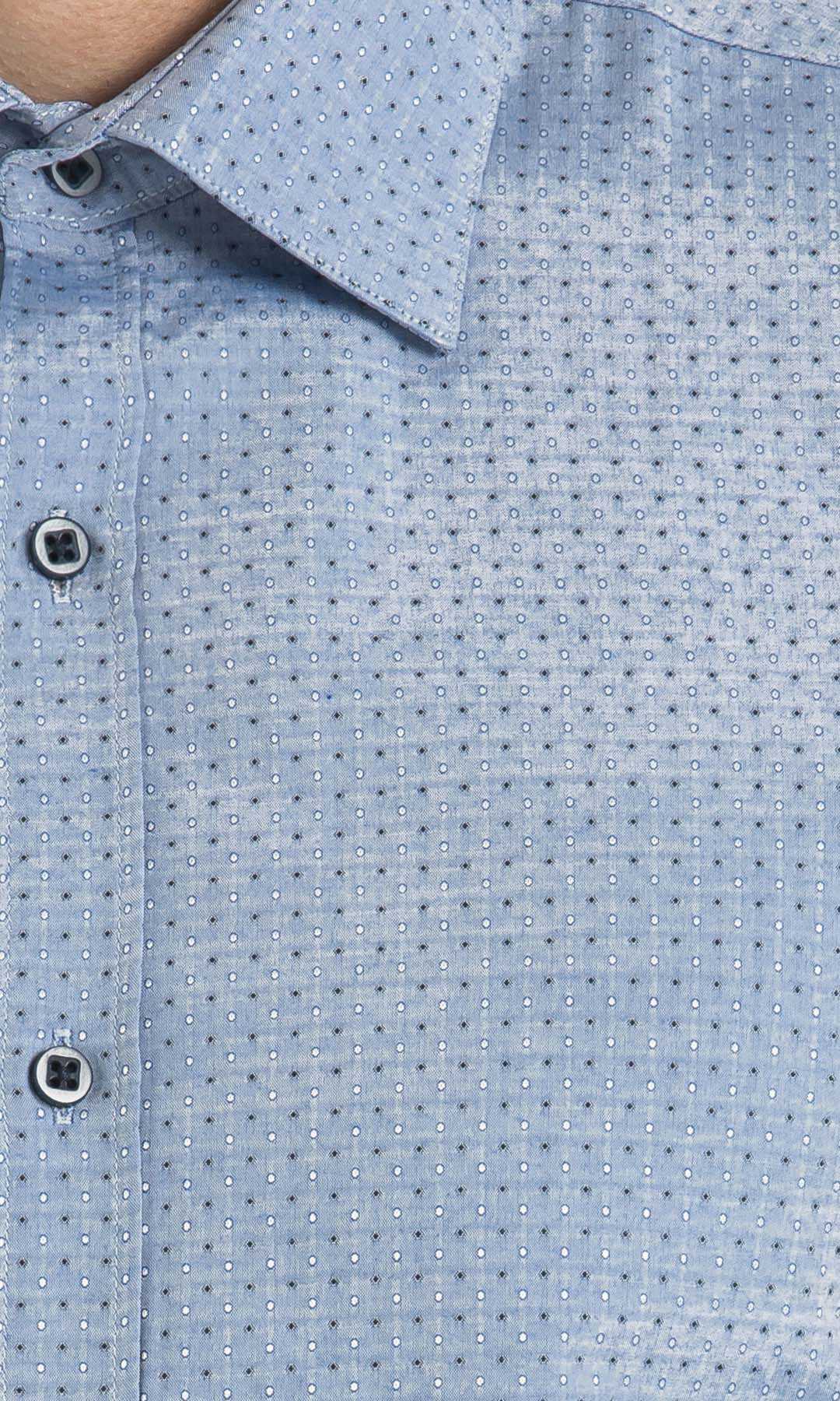 Desenli Slim Fit Mavi Gömlek - 5