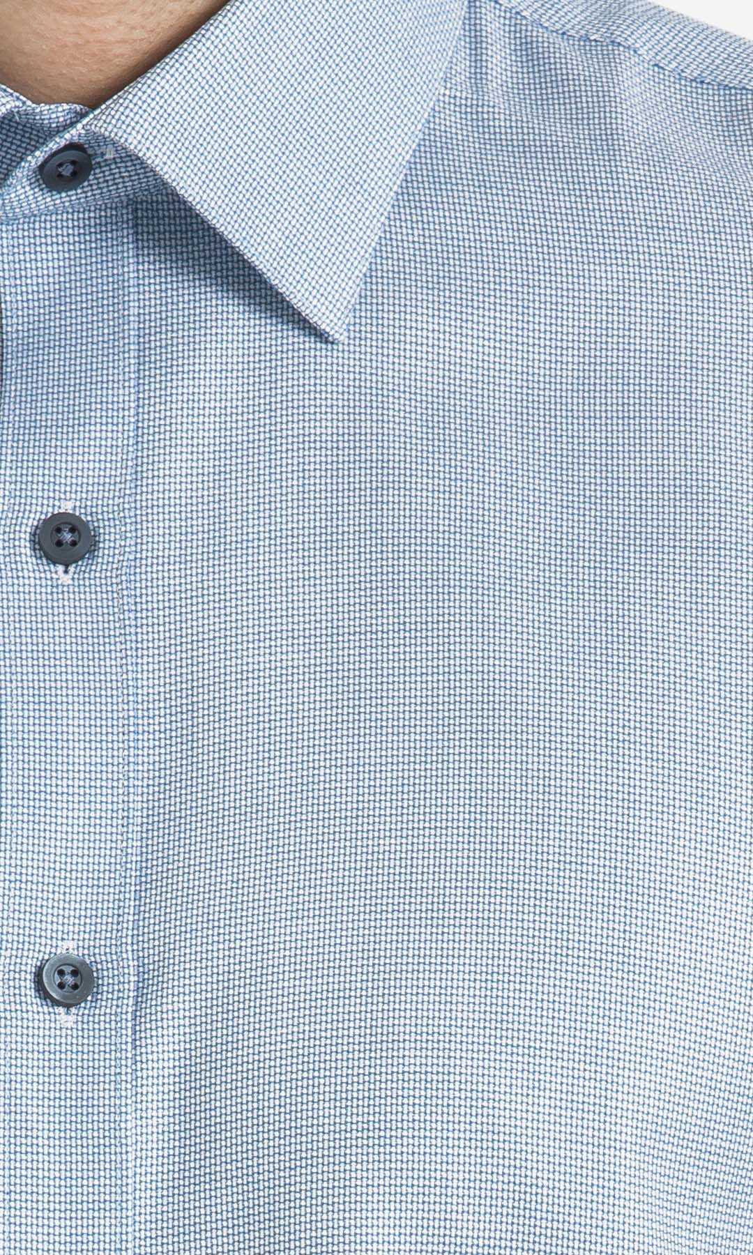 Desenli Slim Fit Mavi Gömlek - 5