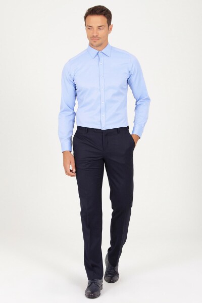 Mavi Slim Fit Desenli Pamuklu Uzun Kol Spor Gömlek - 2