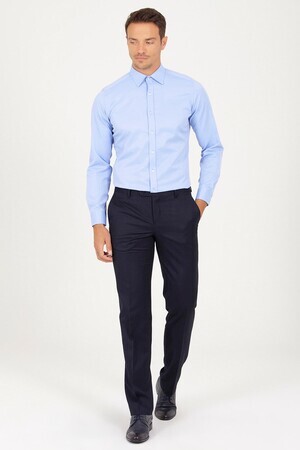 Mavi Slim Fit Desenli Pamuklu Uzun Kol Spor Gömlek - 6