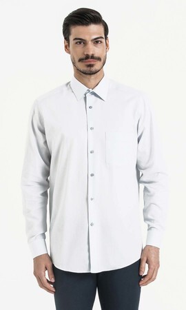 Mavi Desenli Klasik Gömlek - 6