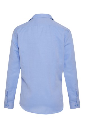 Mavi Comfort Fit Uzun Kol Pamuklu Desenli Klasik Gömlek - Thumbnail