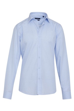 Mavi Comfort Fit Desenli 100% Pamuk Slim Yaka Uzun Kollu Klasik Gömlek - Thumbnail