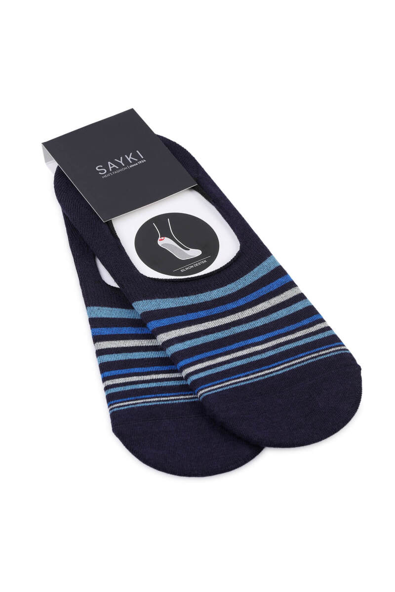 Mavi Desenli Pamuklu ikili Babet Çorap - HATEM SAYKI