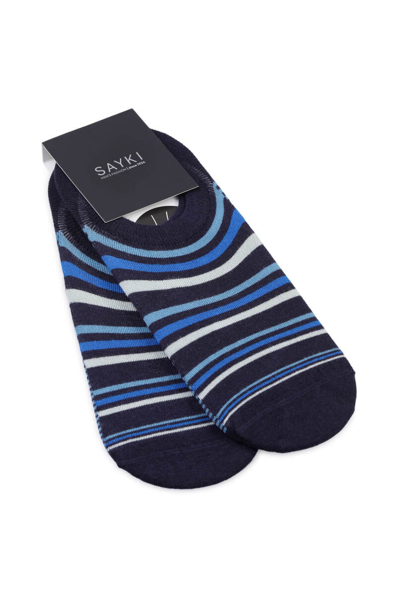 Mavi Desenli Pamuklu İkili Babet Çorap - HATEM SAYKI