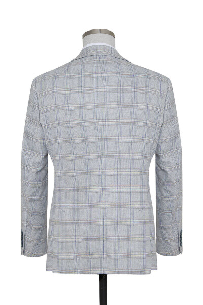 Mavi Desenli Slim Fit Takım Elbise - 2