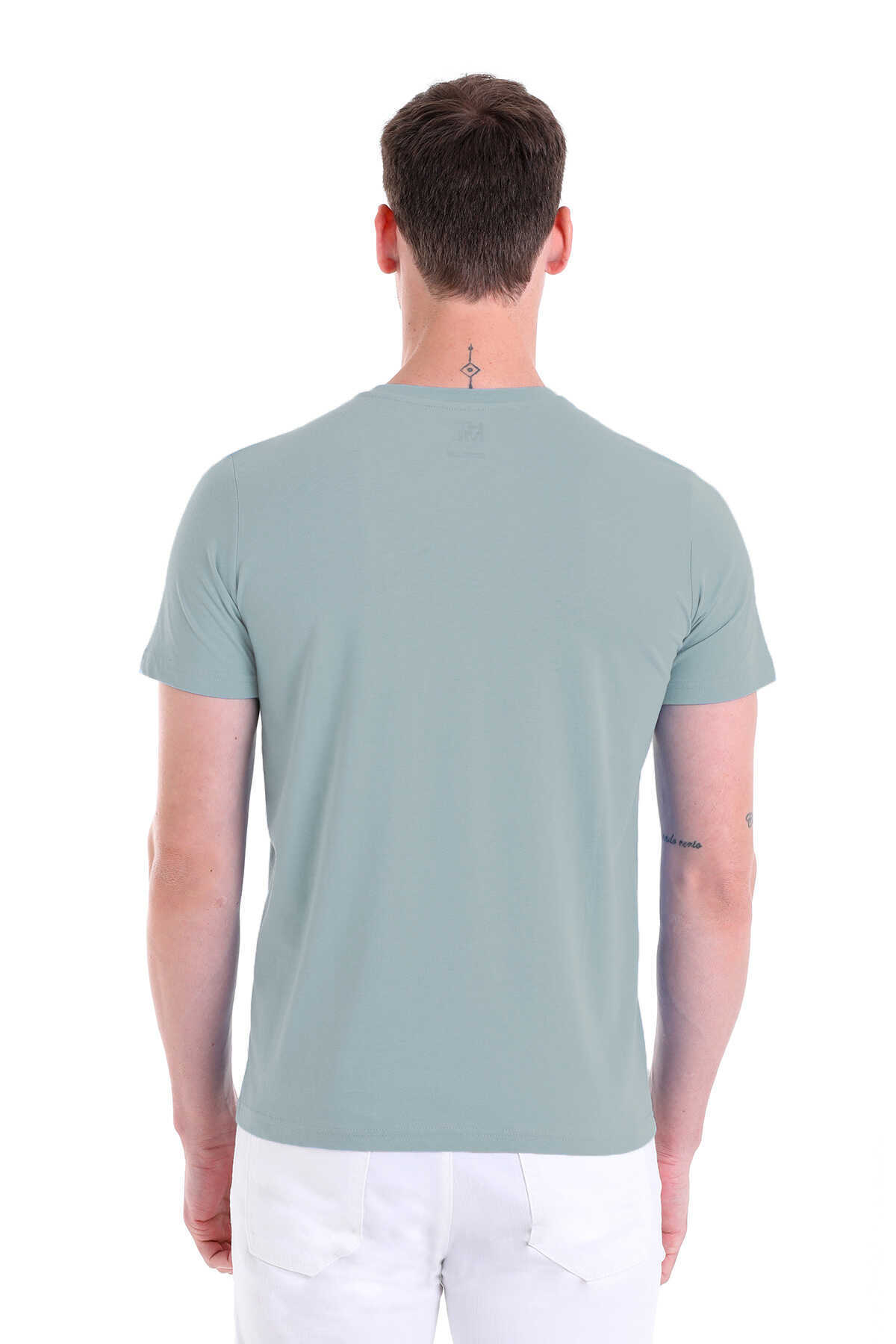 Mavi Regular Fit Düz 100% Pamuklu V Yaka Tişört - 5