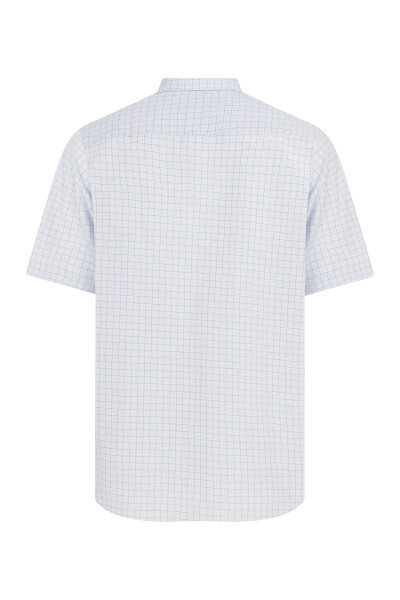 Mavi Kareli Kısa Kol Klasik Gömlek - 2