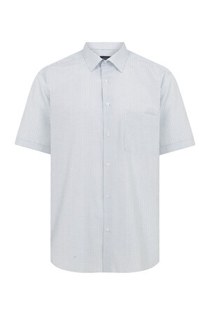 Mavi Kareli Kısa Kol Klasik Gömlek - 6