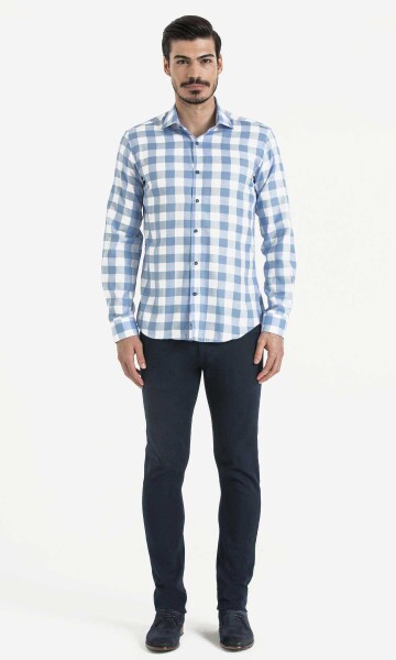Mavi Kareli Slim Fit Gömlek - 2