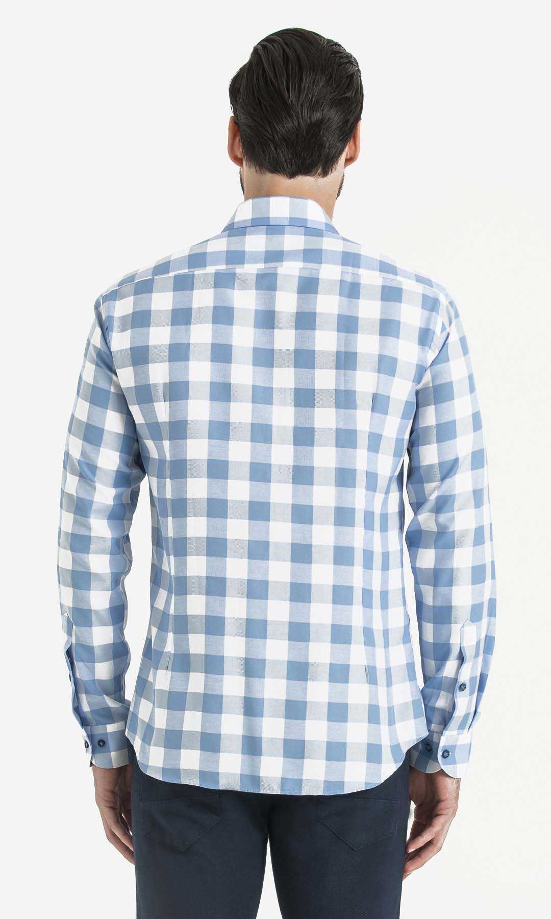 Mavi Kareli Slim Fit Gömlek - 4