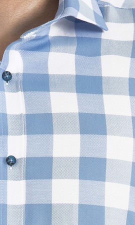 Mavi Kareli Slim Fit Gömlek - Thumbnail