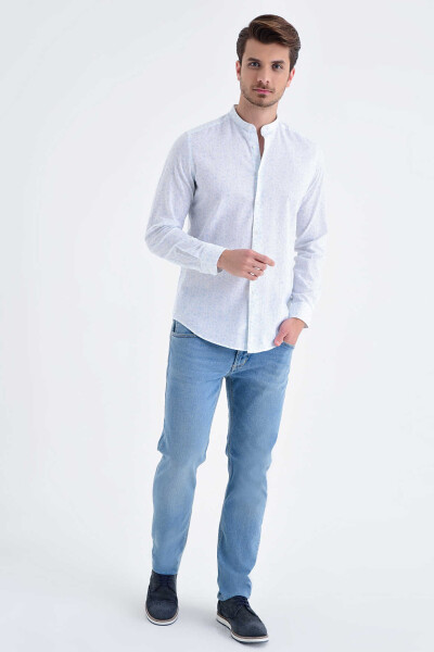 Mavi Slim Fit Keten Gömlek - 2