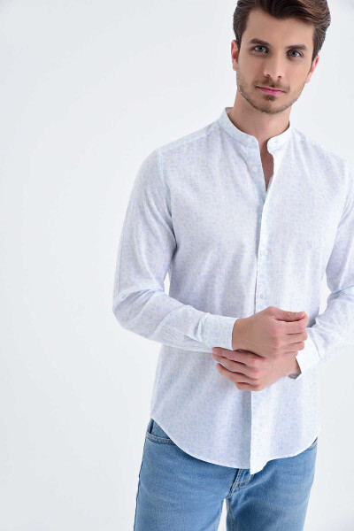 Mavi Slim Fit Keten Gömlek - 1