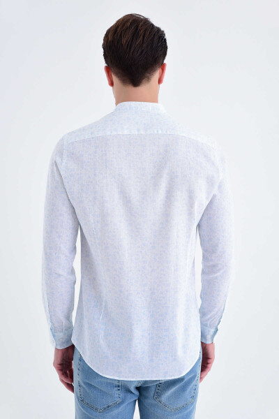 Mavi Slim Fit Keten Gömlek - 3