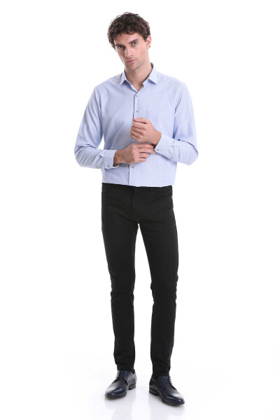 Mavi Klasik Fit Desenli Pamuklu Slim Yaka Uzun Kollu Klasik Gömlek - 2