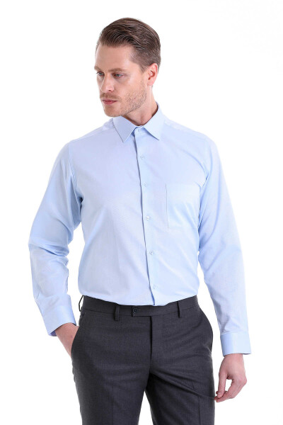 Mavi Klasik Fit Desenli Pamuklu Slim Yaka Uzun Kollu Klasik Gömlek - 2