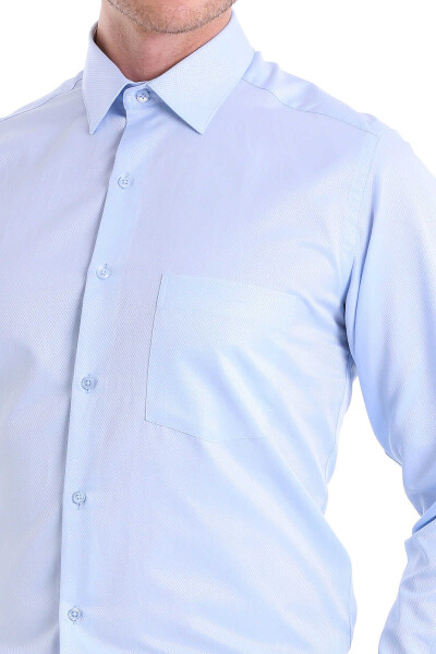 Mavi Klasik Fit Desenli Pamuklu Slim Yaka Uzun Kollu Klasik Gömlek - 4