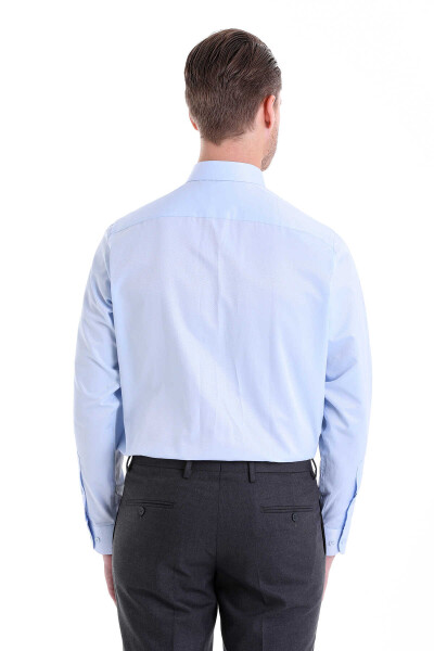 Mavi Klasik Fit Desenli Pamuklu Slim Yaka Uzun Kollu Klasik Gömlek - 5