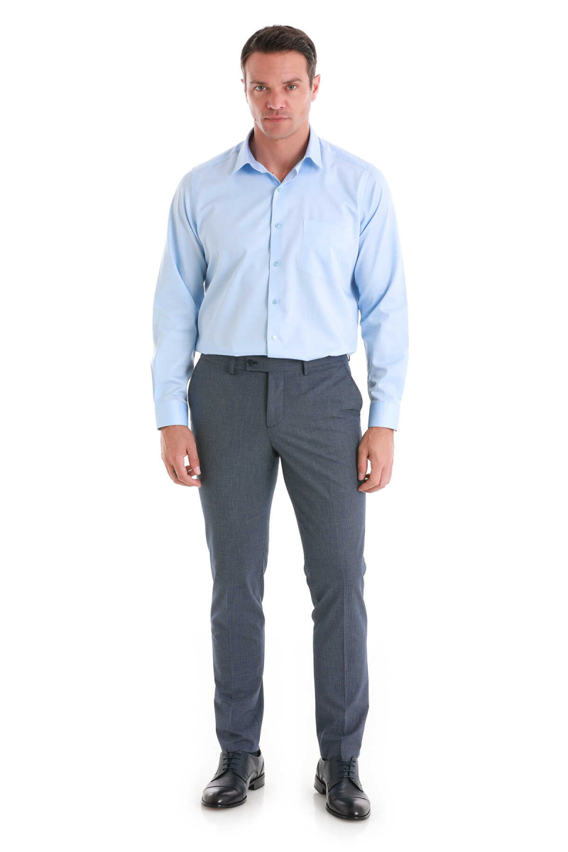 Mavi Klasik Fit 100% Pamuk Slim Yaka Uzun Kollu Klasik Saten Gömlek - Hatem Saykı (1)