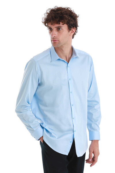 Mavi Klasik Fit 100% Pamuk Slim Yaka Uzun Kollu Saten Gömlek - 3