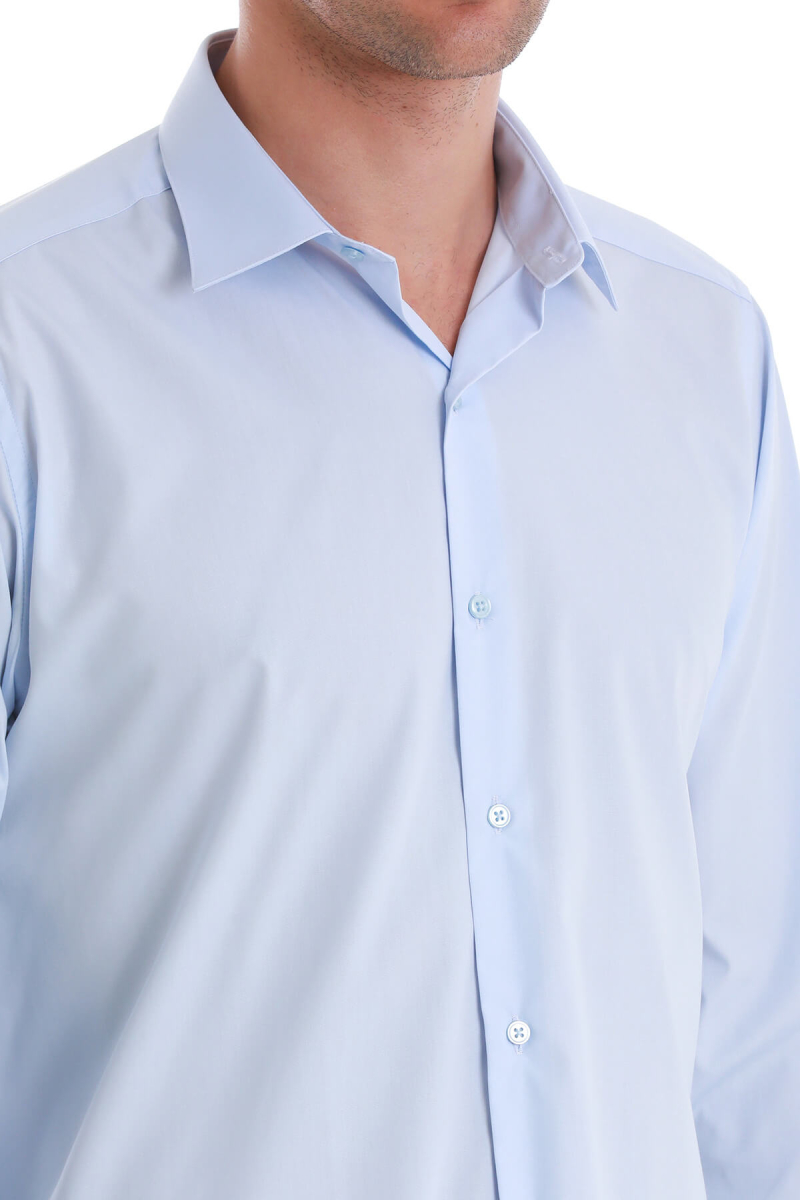 Mavi Klasik Fit Slim Yaka Pamuklu Uzun Kollu Gömlek - Hatemoğlu (1)