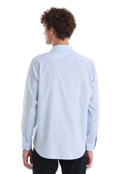 Mavi Klasik Fit Slim Yaka Pamuklu Uzun Kollu Gömlek - 5